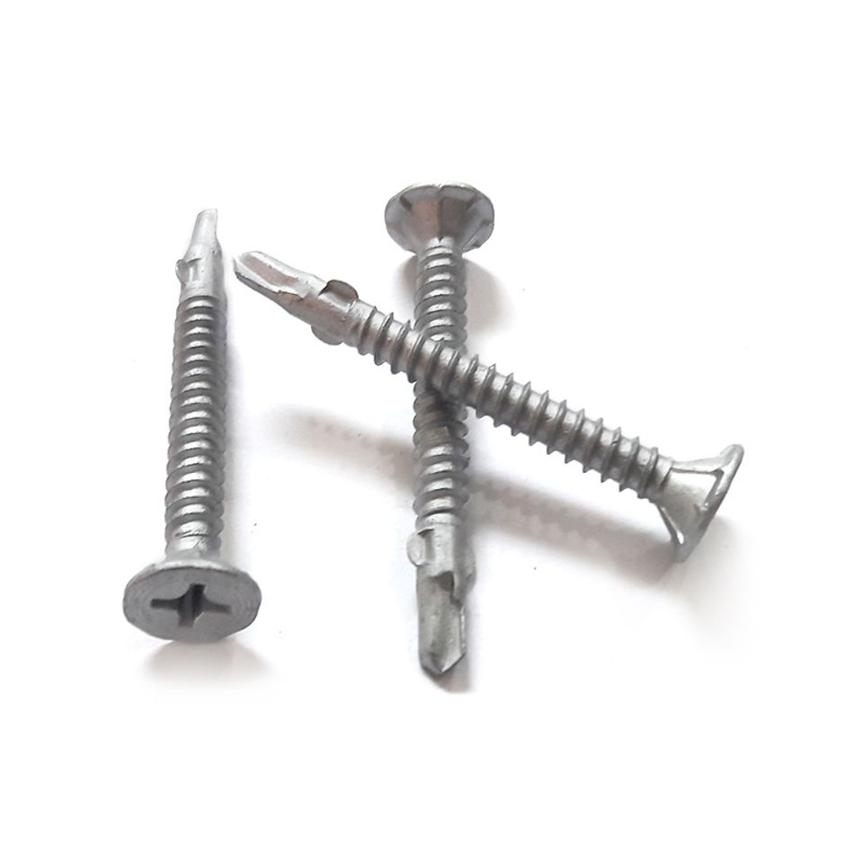 Flat wafer head wing point coated concrete board screws