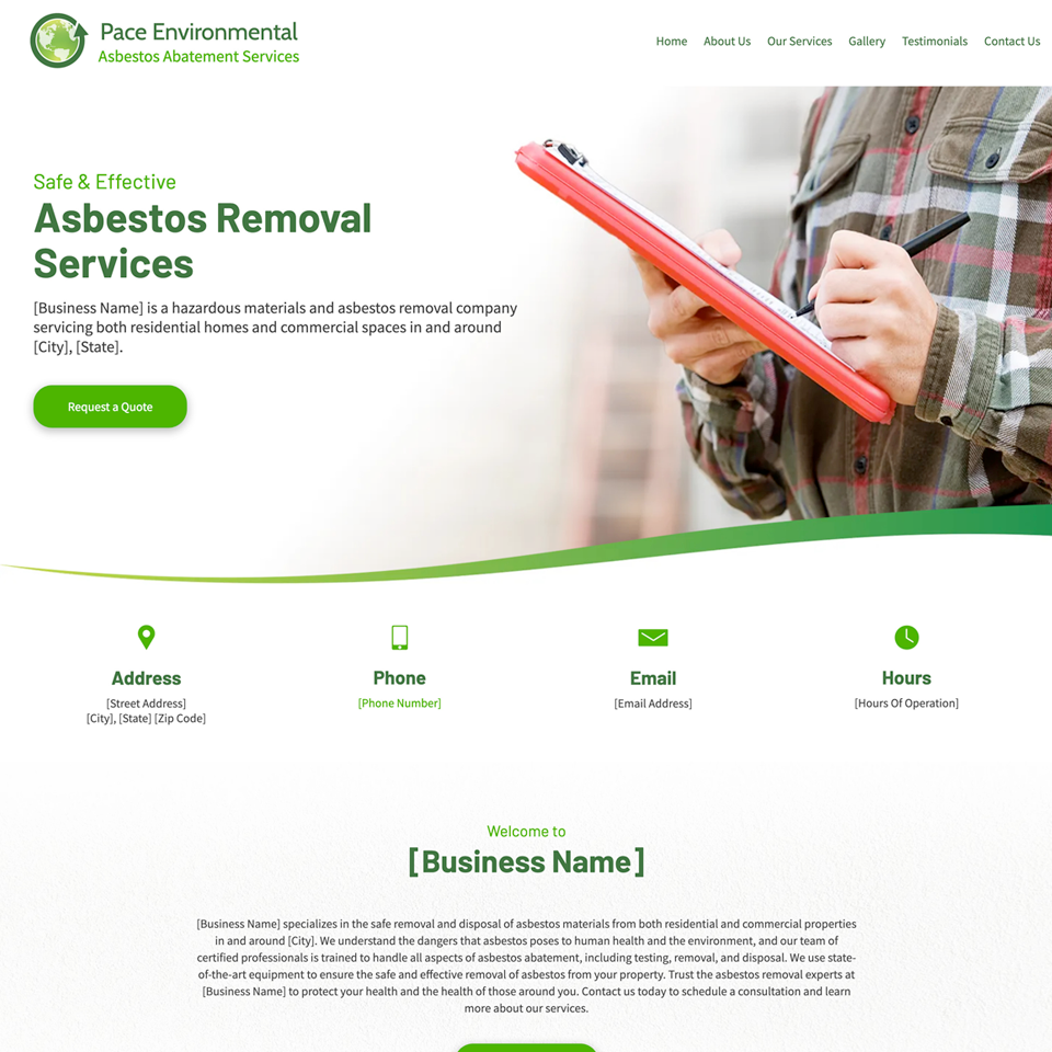 Asbestos testing removal website theme