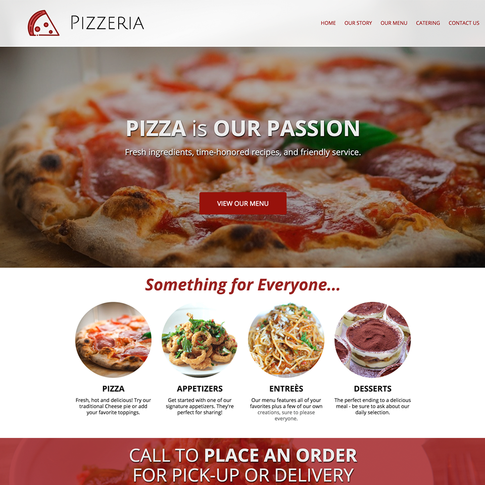 Pizzeria restaurant website design theme