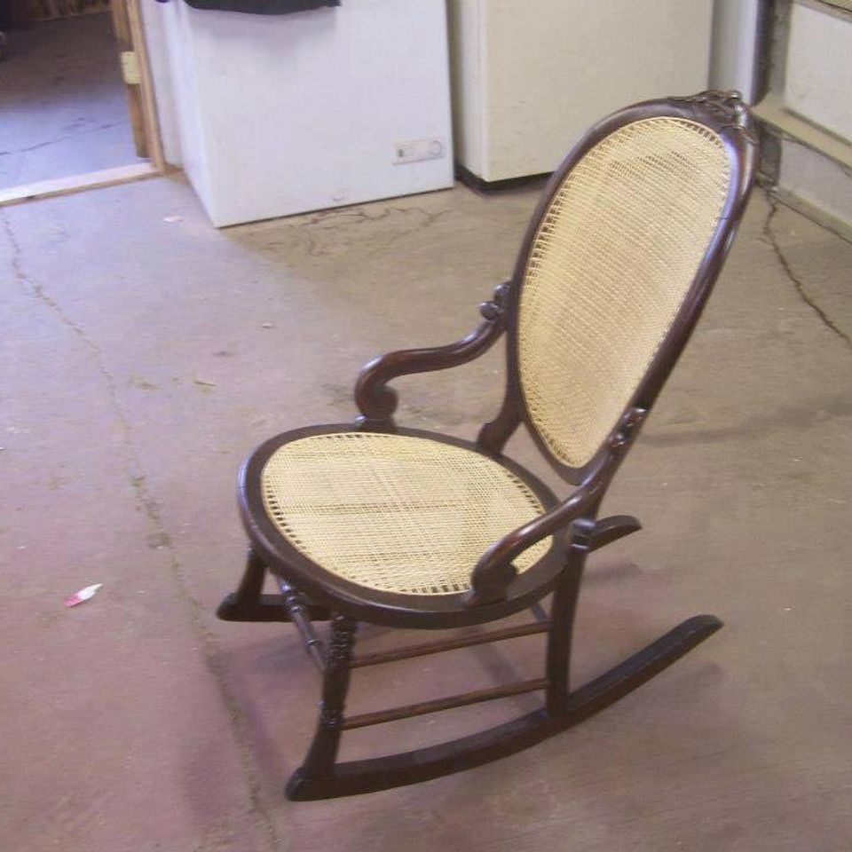 1920's sewing rocking chair   hand  woven caning