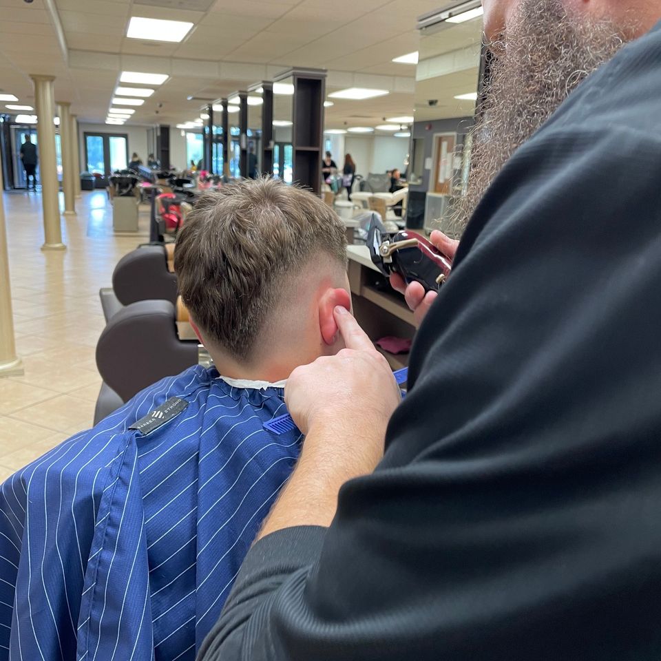 Cosmetology student practicing