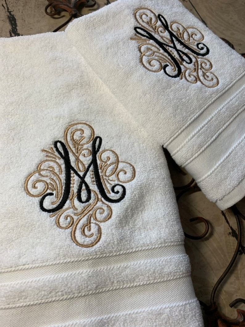 Monogrammed towels with letter M