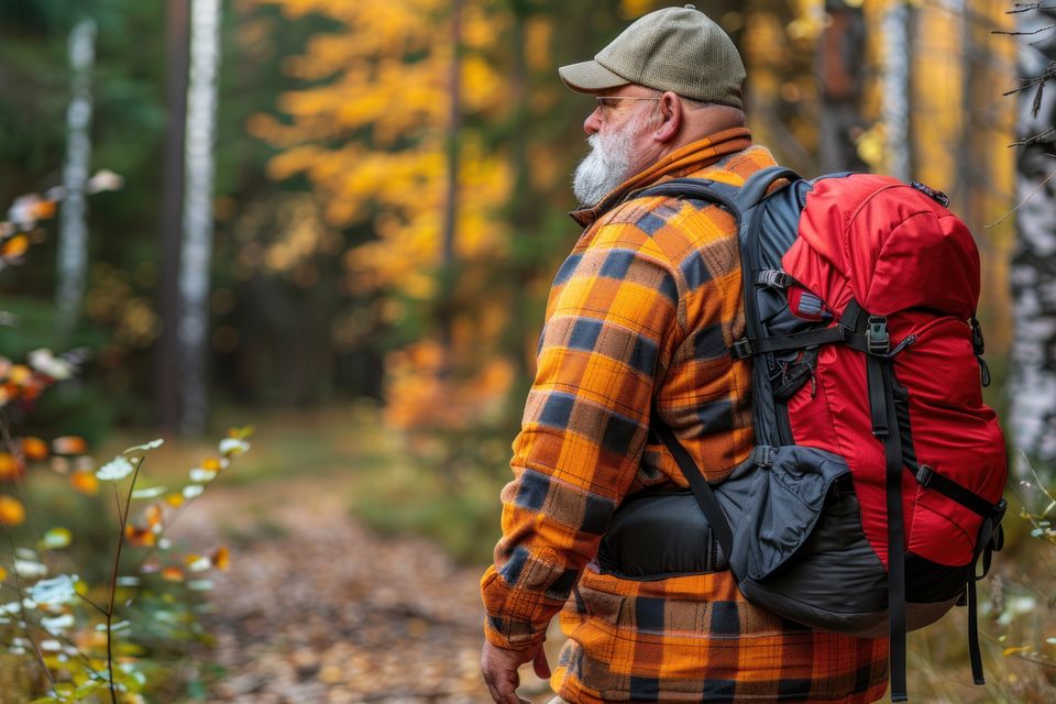 Vecteezy a bearded man with a backpack walking through a forest 43411666 (2)