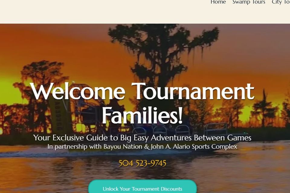 Big Easy Adventures Website for Bayou Nation in Westwego, La
