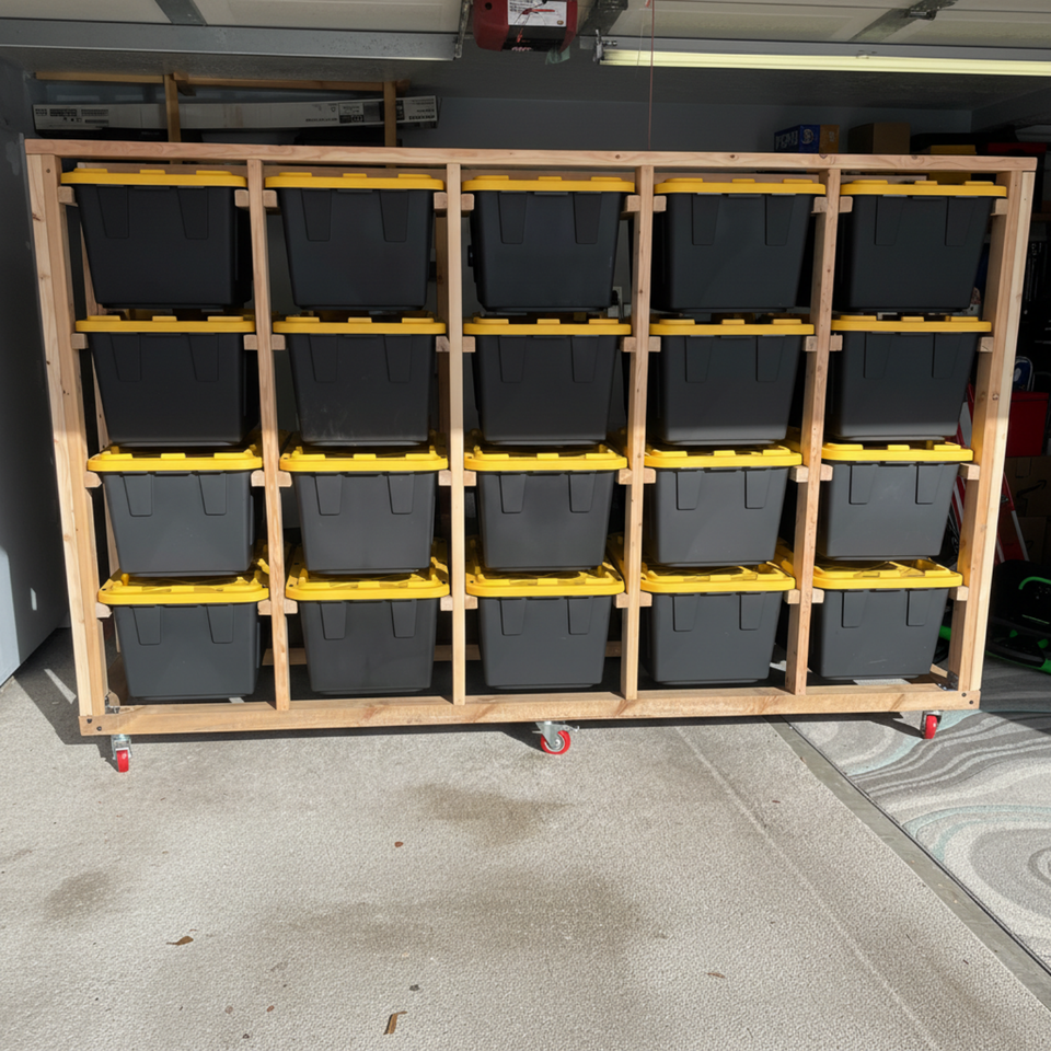 Custom 20 Bin Mobile Storage System