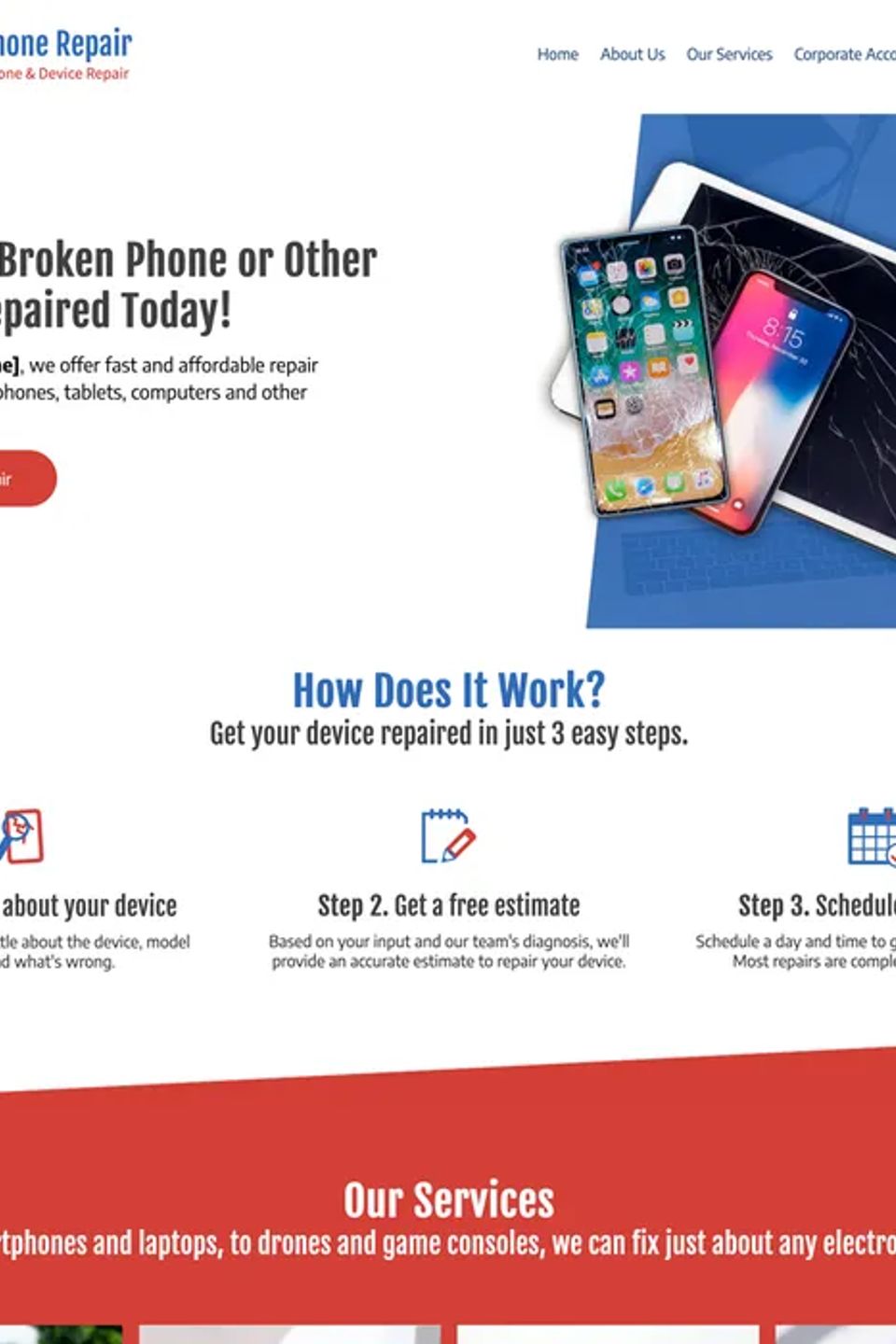 Mobile phone repair website design original
