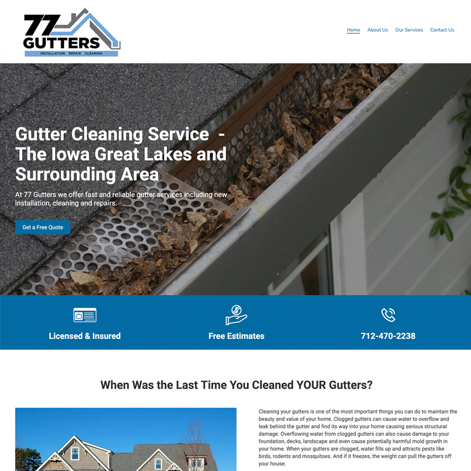 77 gutters website design
