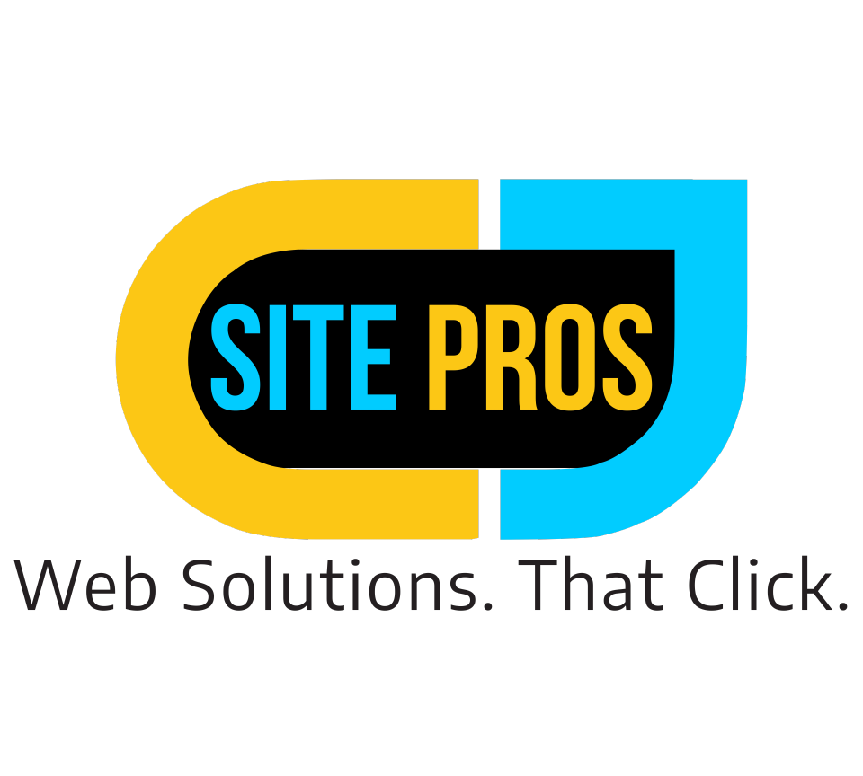 Cj site pros logo with black letter tagline