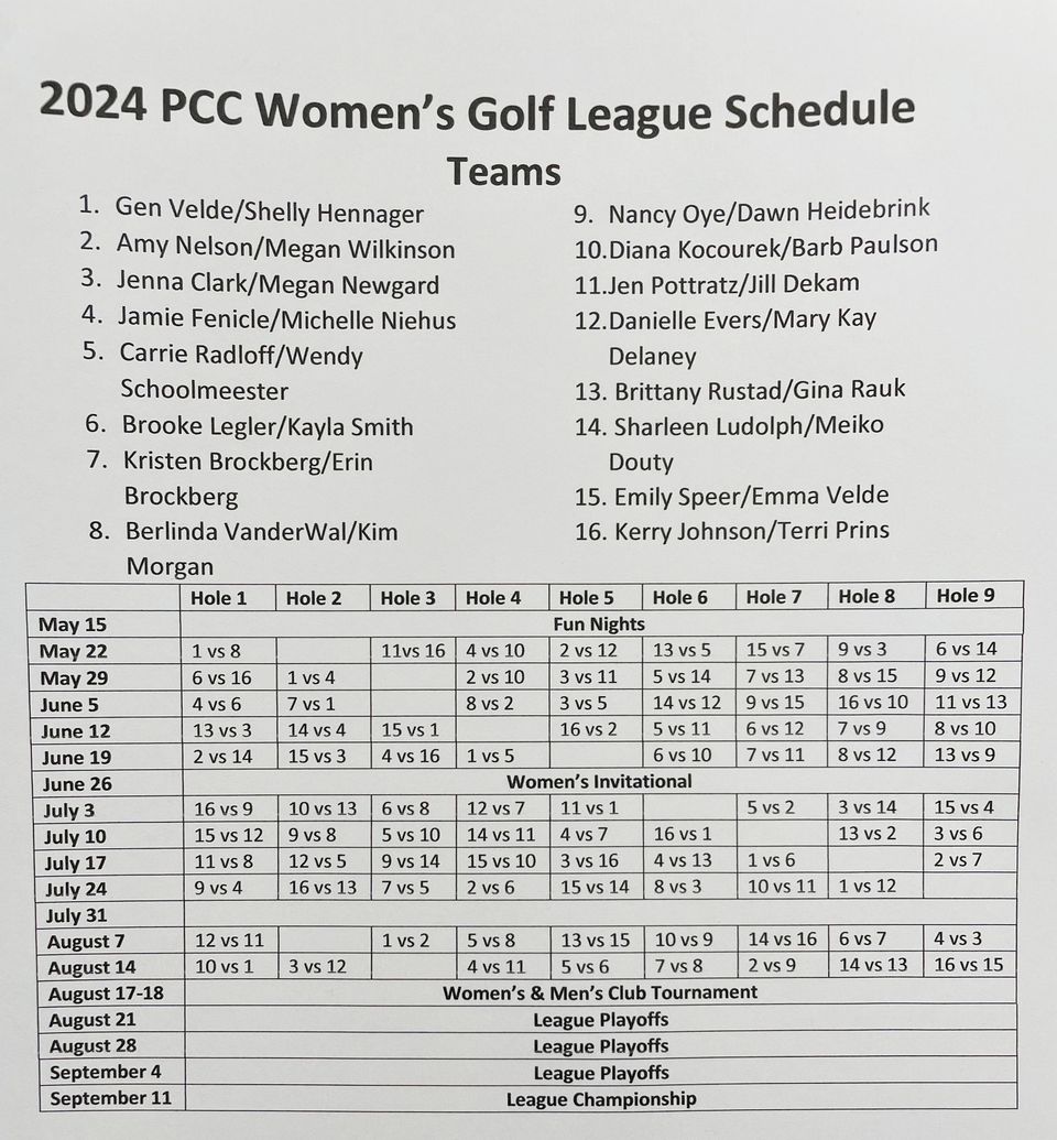 Pcc women's league schedule