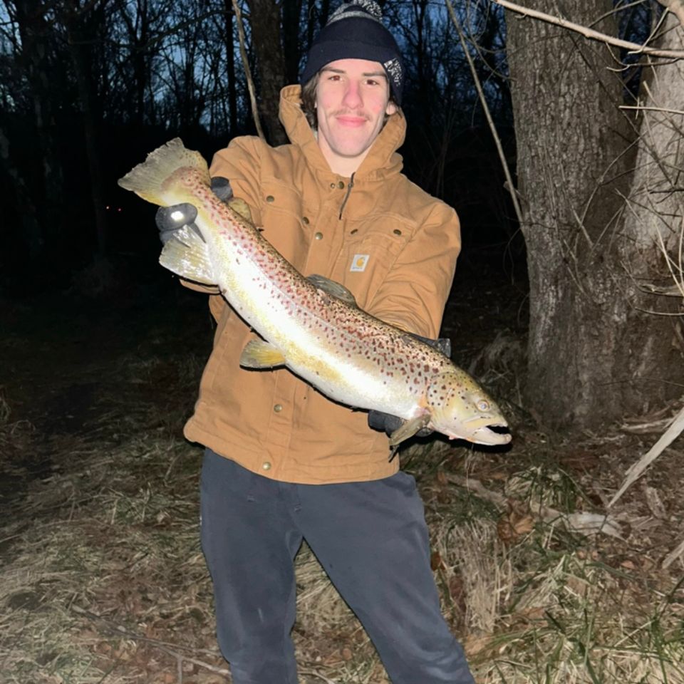 fisherman with brown trout