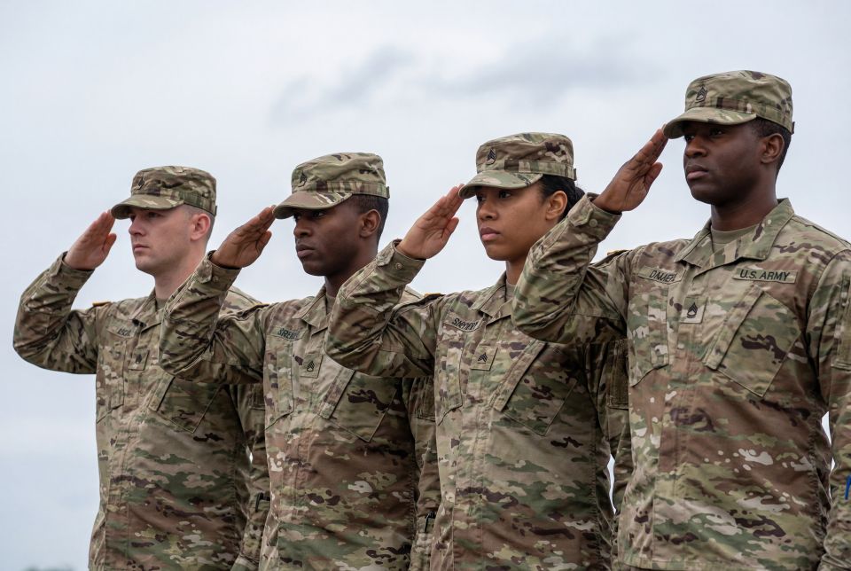 Medium vecteezy diverse group of four american soldiers in camouflage 76966447 medium