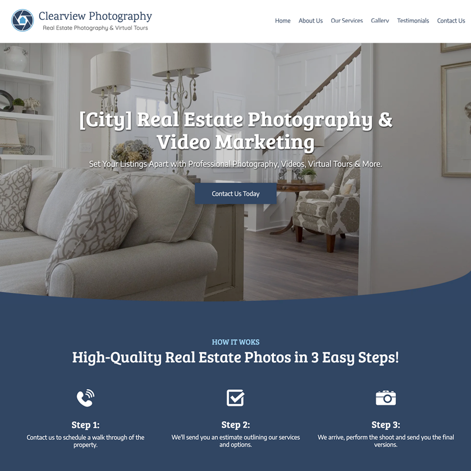 Real estate photography website design theme