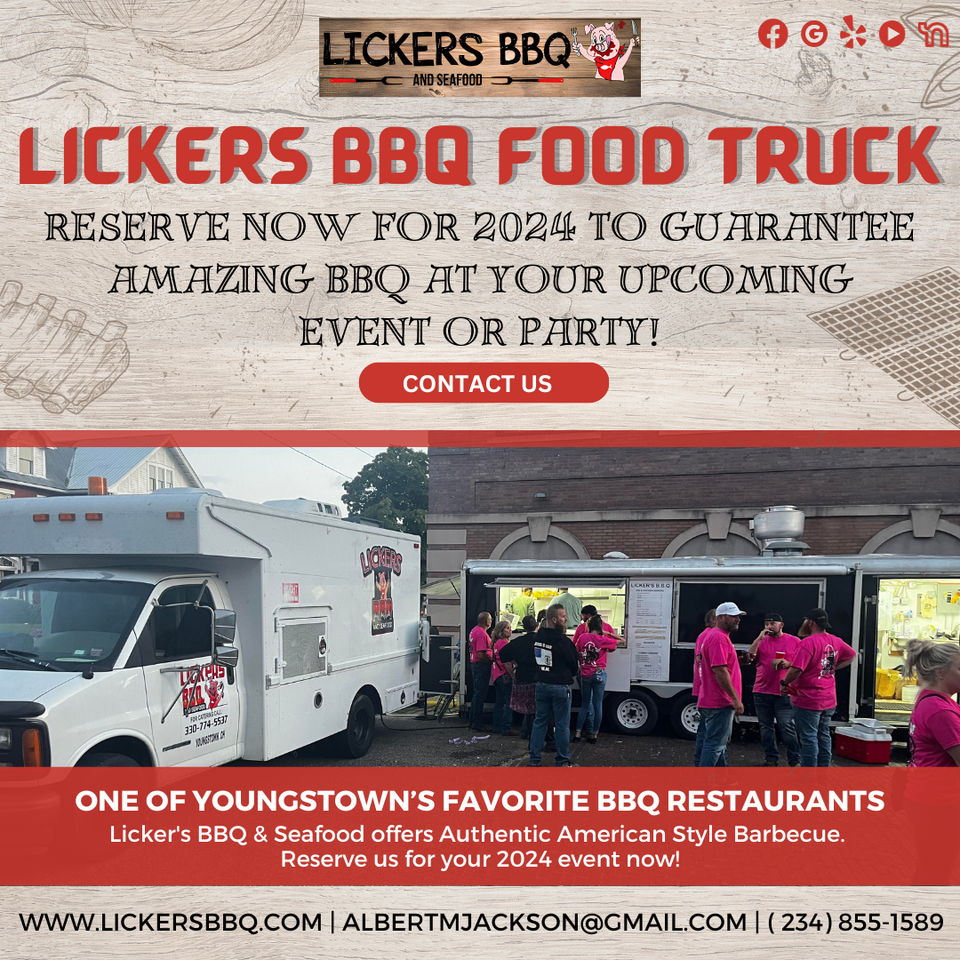 Lickers bbq food truck flyer