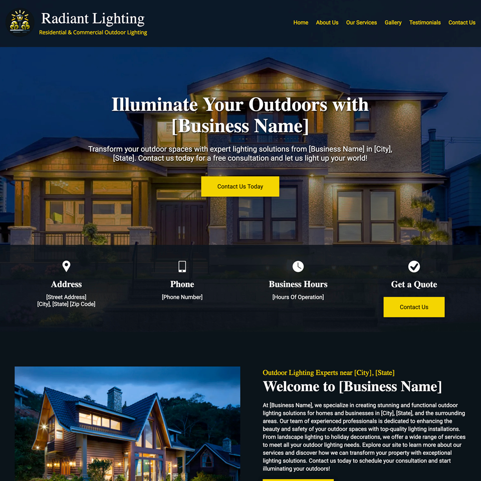 Outdoor lighting contractor website design template