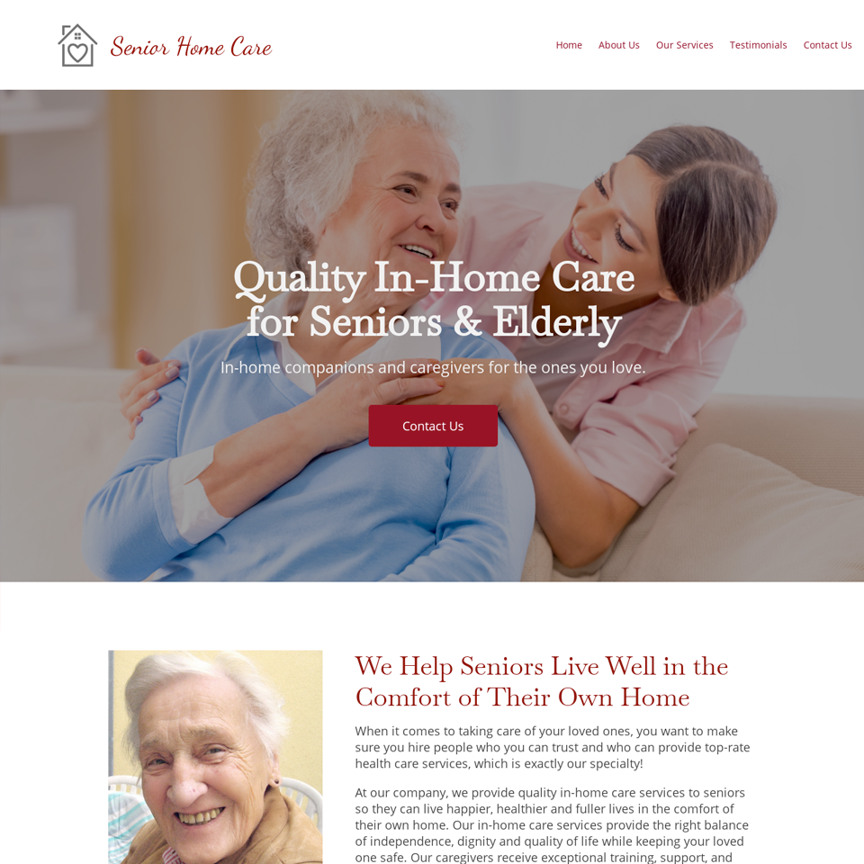 Senior care website design