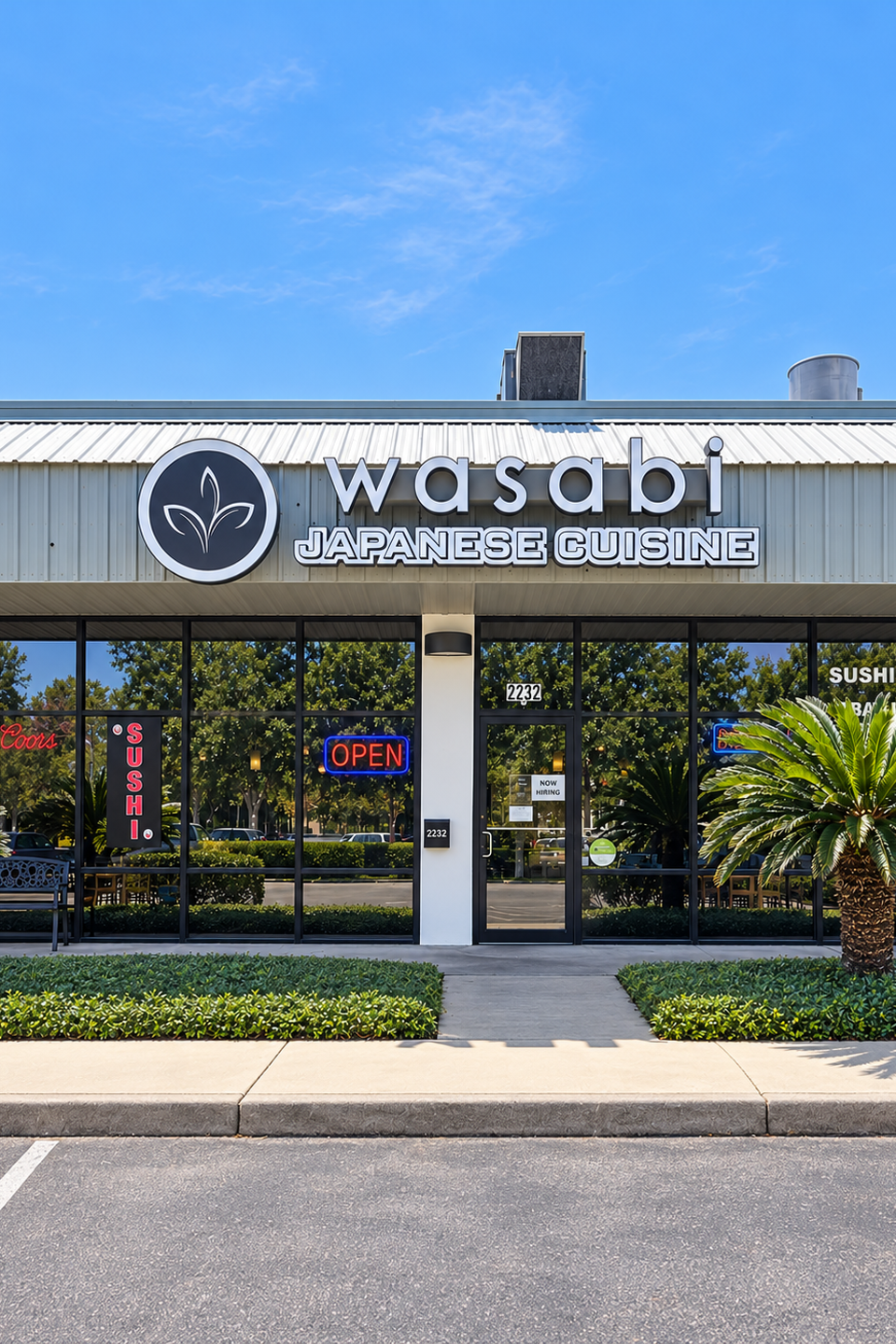 Wasabi japanese cuisine storefront in daylight