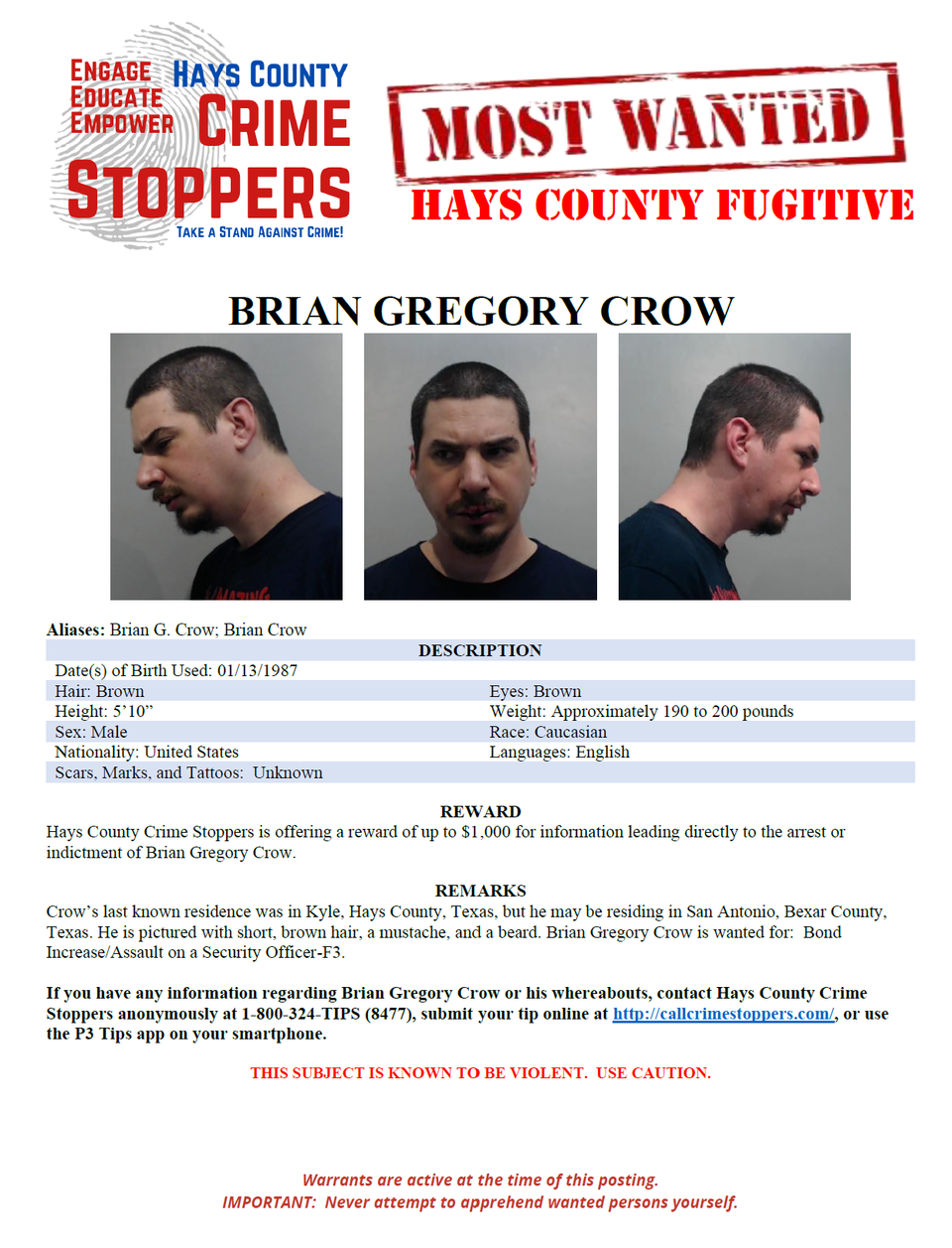 Crow most wanted poster