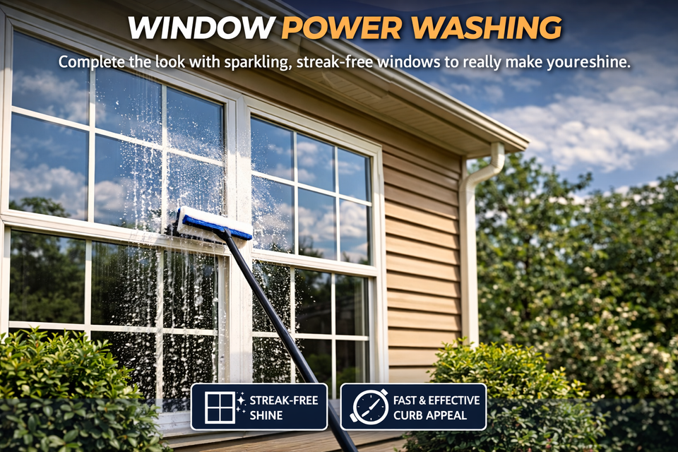 Streak-free residential exterior window cleaning for a polished, clear finish on a Louisville home.