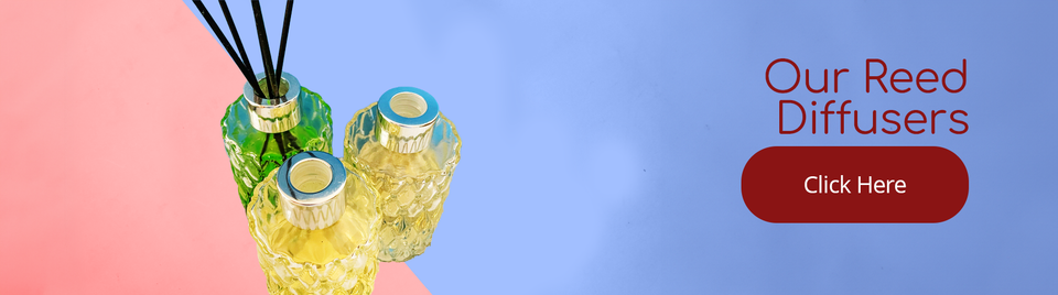Reed diffuser banner with real diffusers