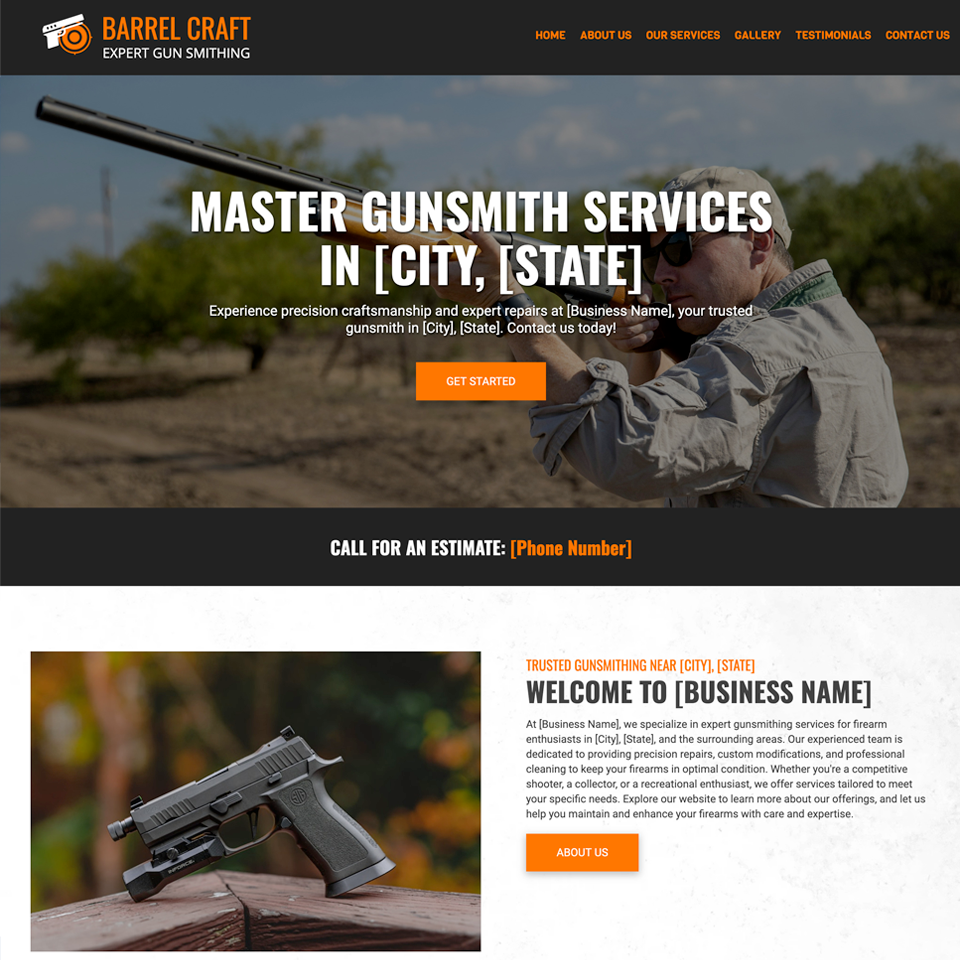 Gunsmith website design theme