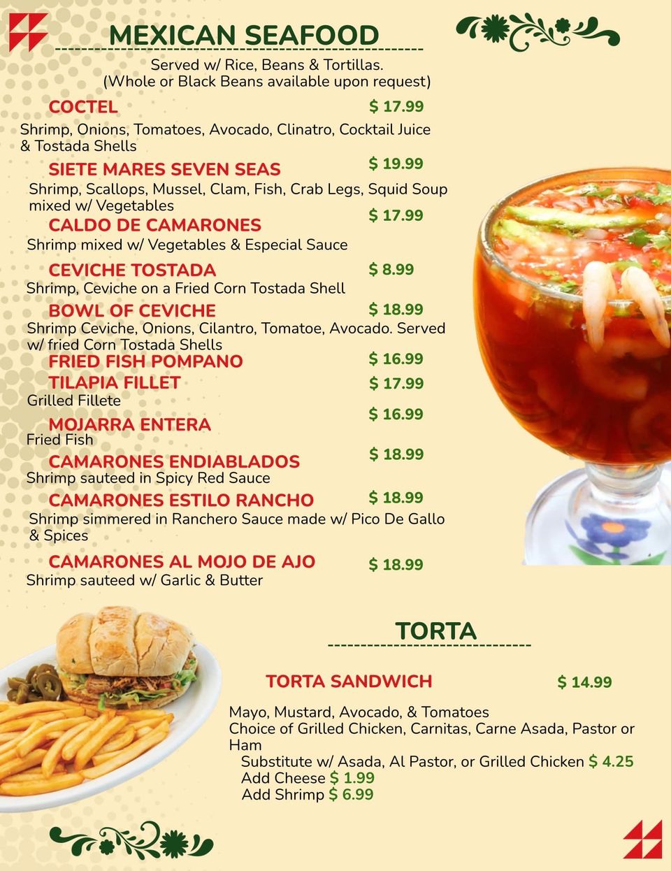 Los garcia menu 02 seafood torta