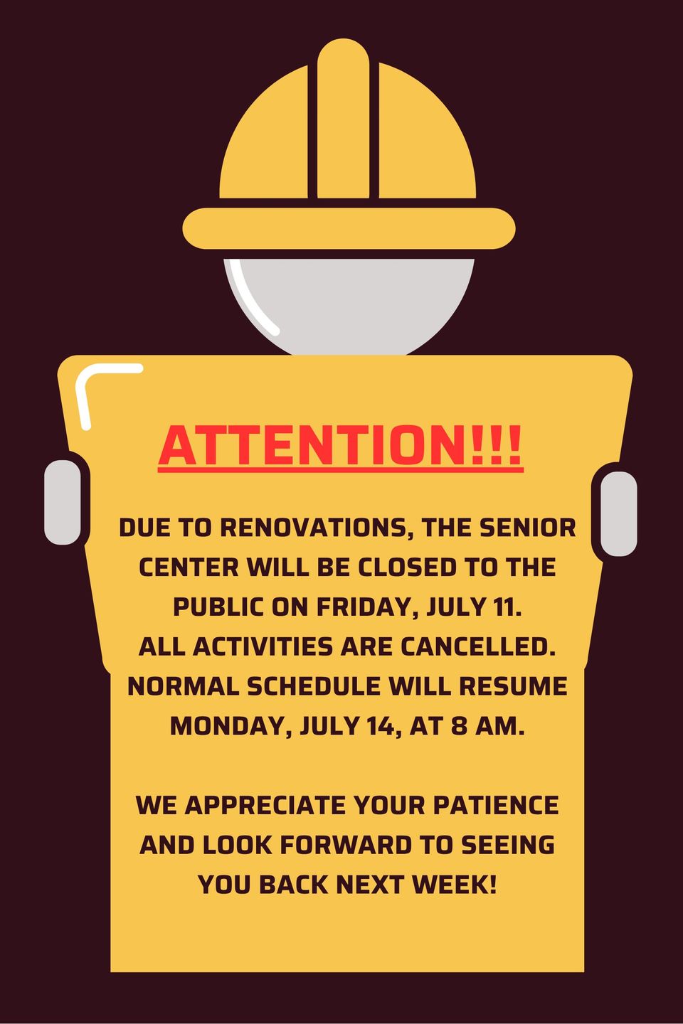 Yellow white simple notice under construction tape sign poster (1)