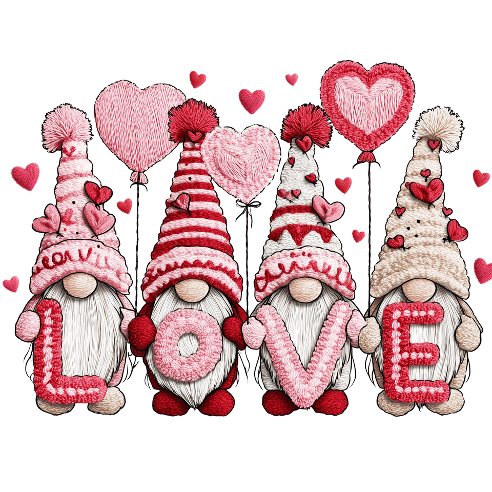 Val   0030 seasons   valentines day gnomes with hearts pink