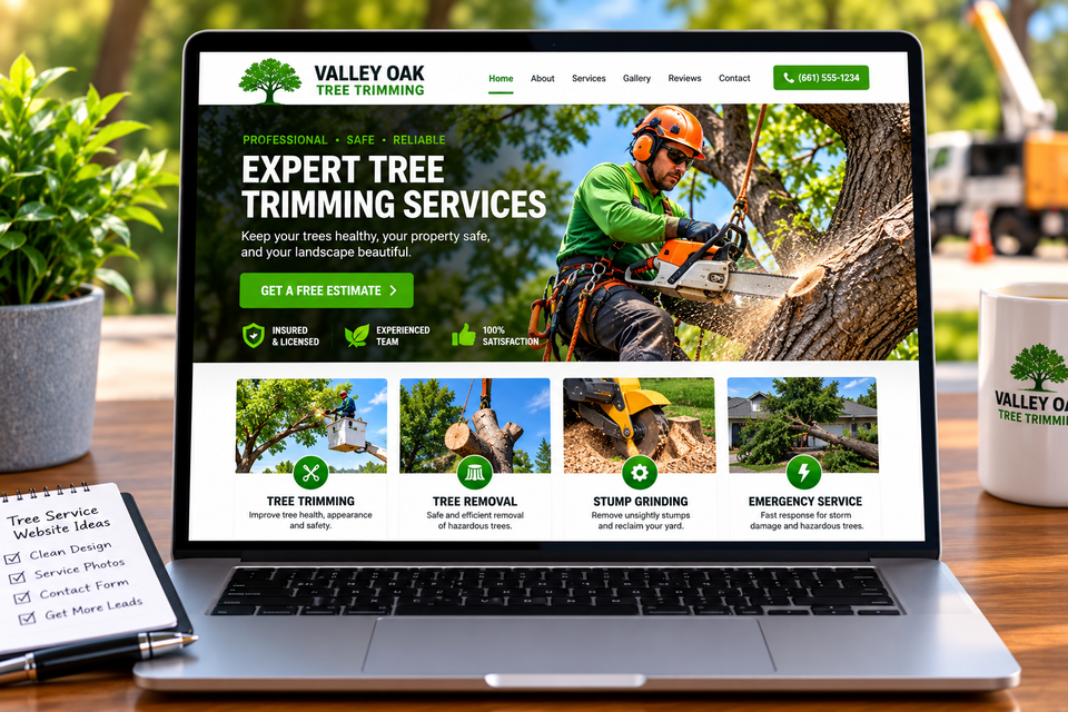 Valley oak tree trimming website mockup