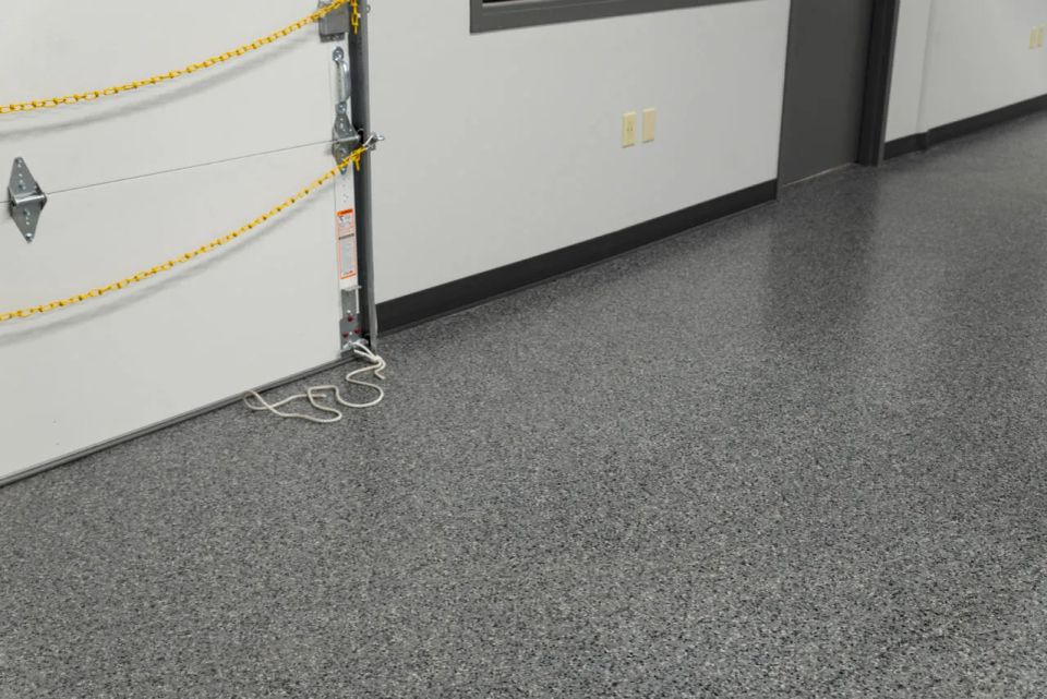 Commercial floor prepared for a seamless coating system.