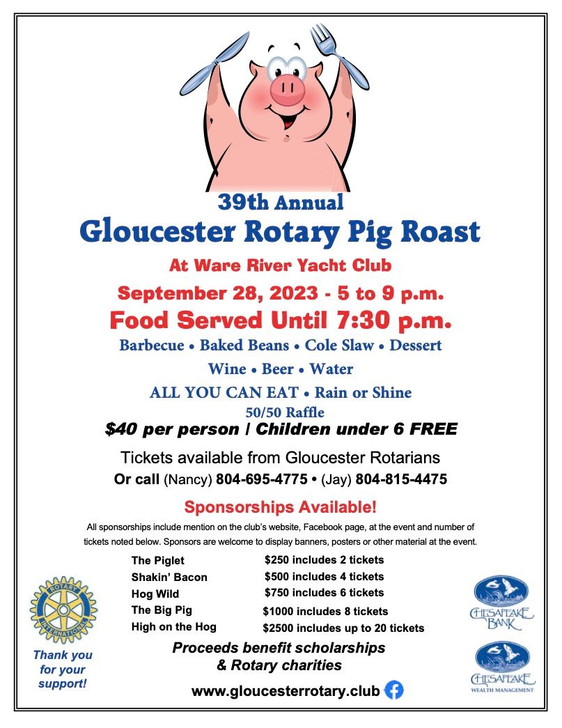 2023 pig roast flyer