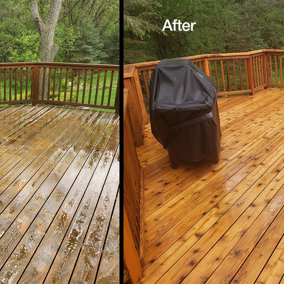 Cedar deck before after
