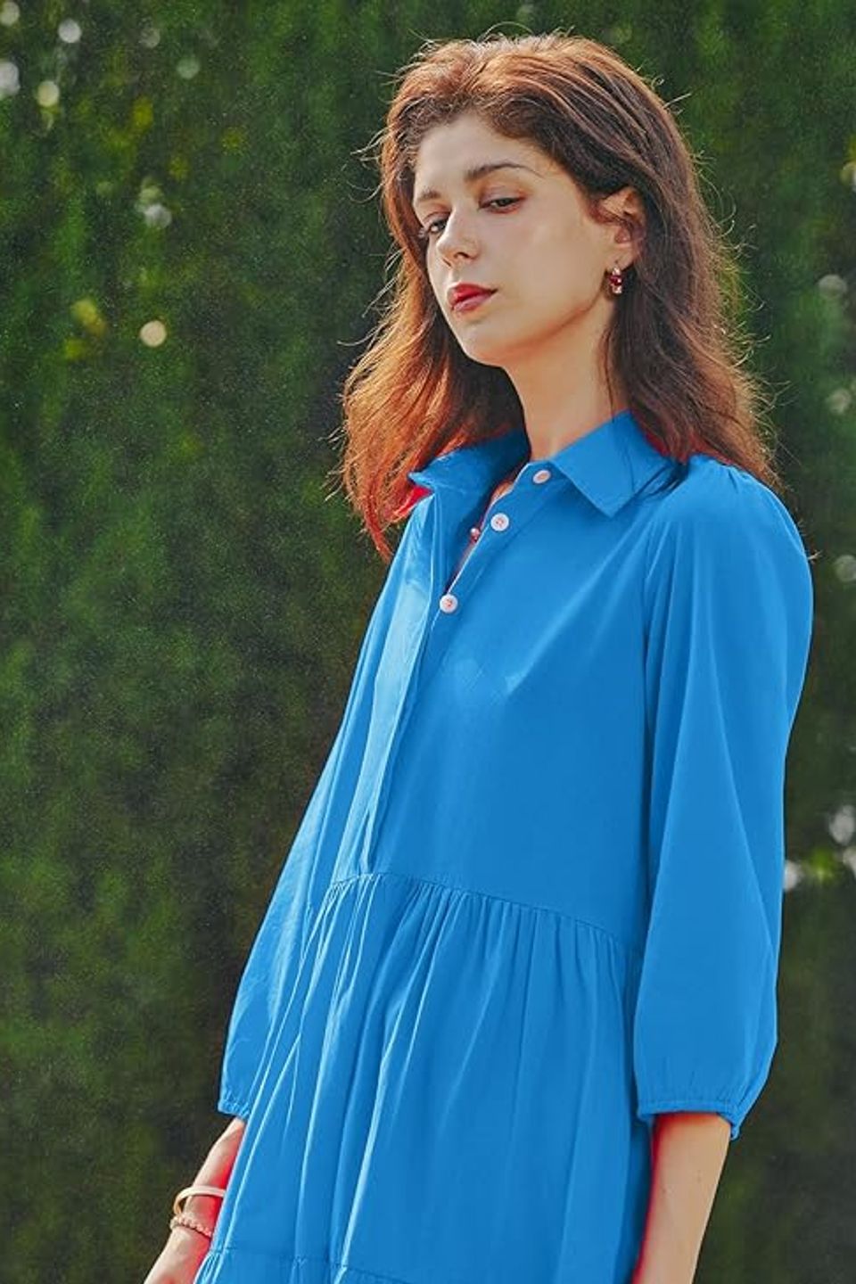 Flowy v neck maxi shirt dress – lightweight  ruffled   pocket friendly for effortless style 3