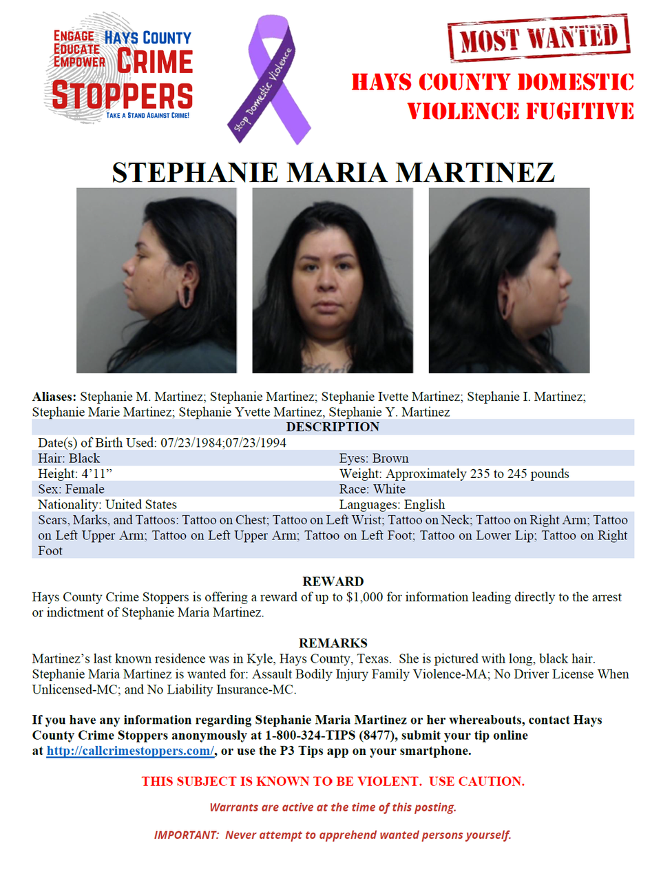 S martinez most wanted poster