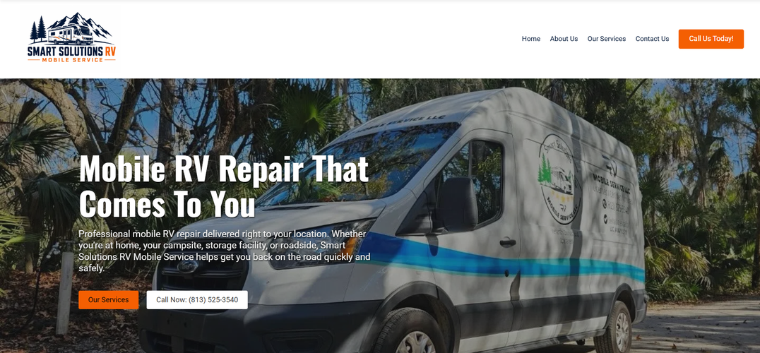 Smart Solutions RV Mobile Service website concept by Pixeloft Creative