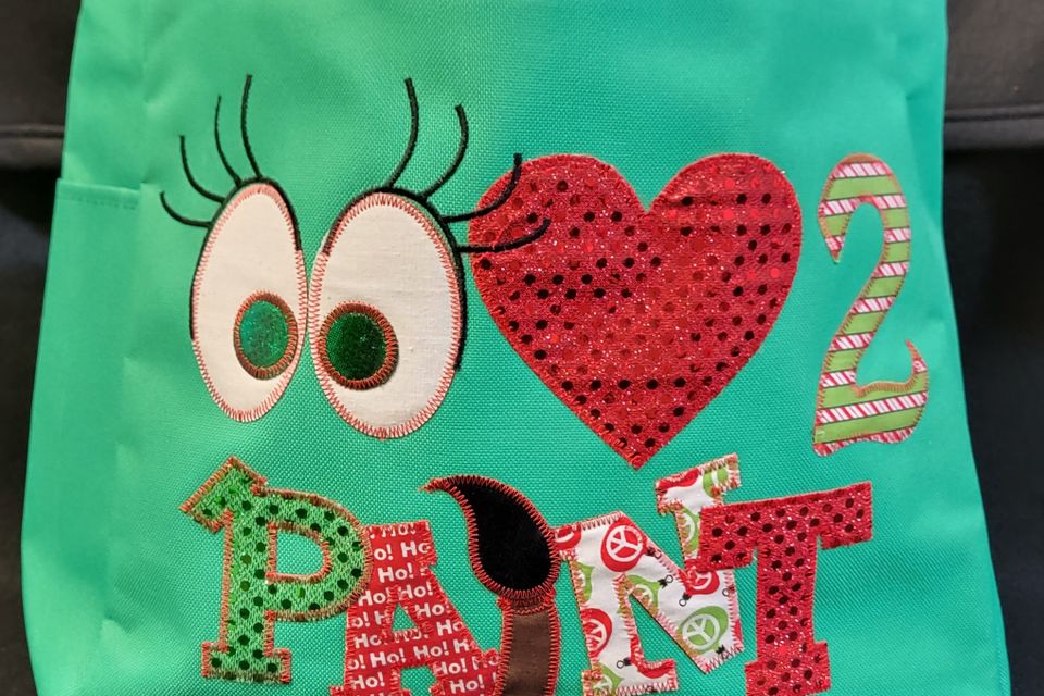 Appliques with embroidery novelty green tote bag