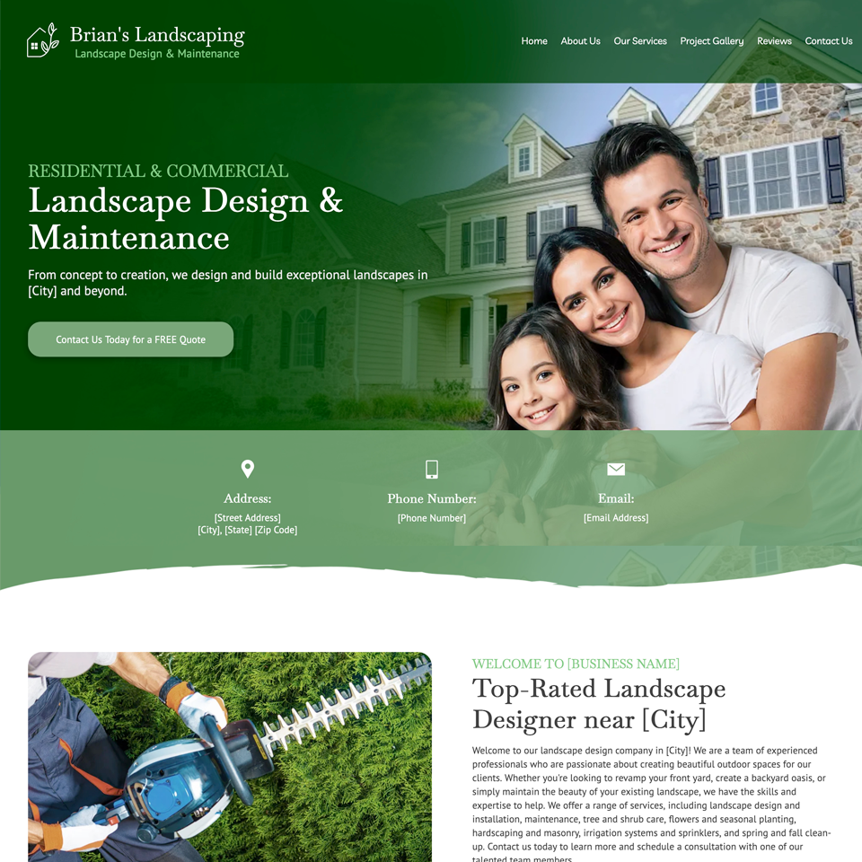 Landscape designer website theme