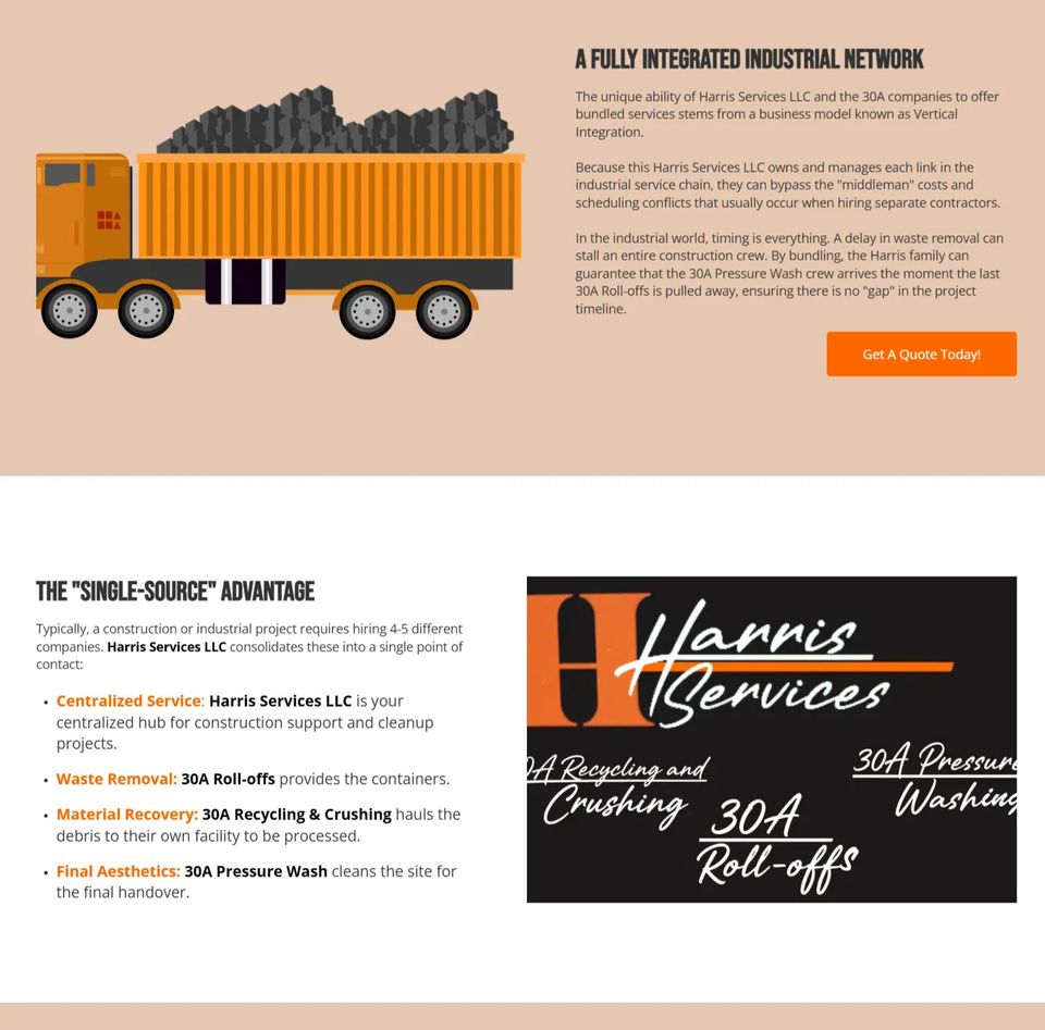 Harris Service & 30A Companies website cropped