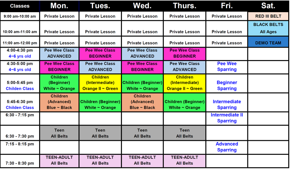 20250801 mudo class schedule