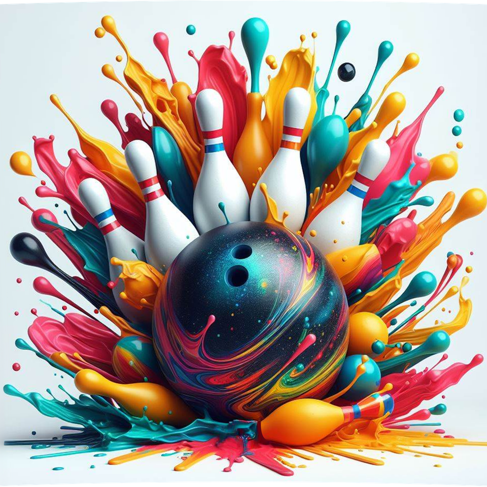 Bowling   watercolor pins and ball watercolor d29a