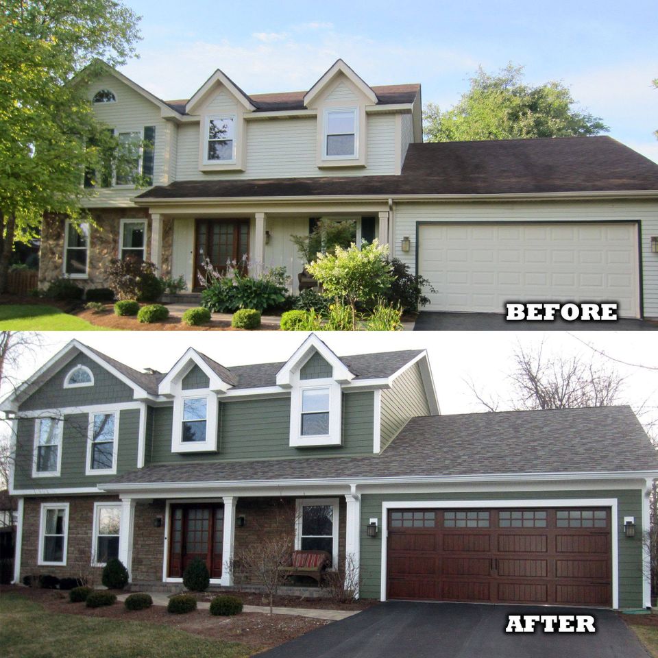 Home exterior siding before and after