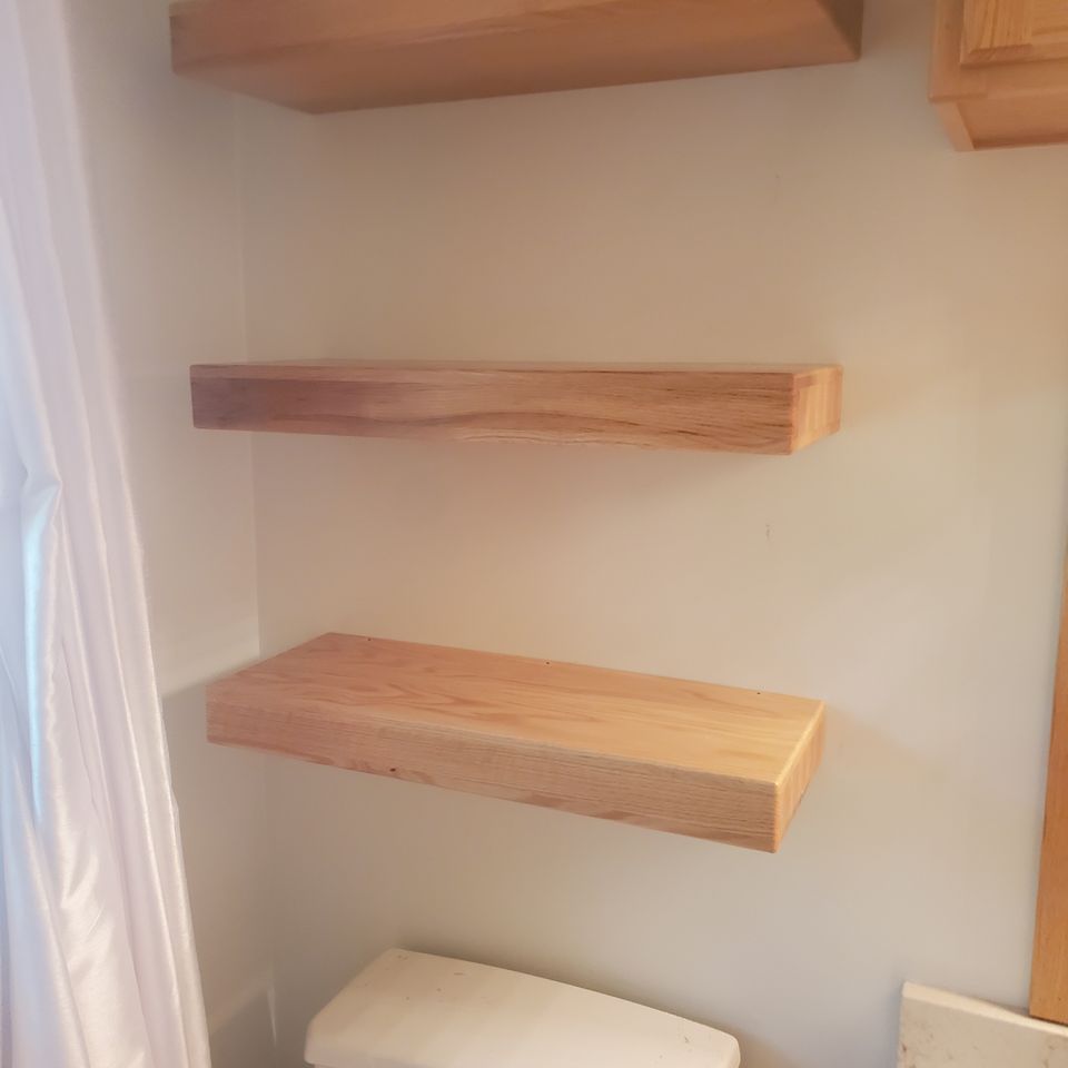 Made   to  order  floating shelves for bathroom