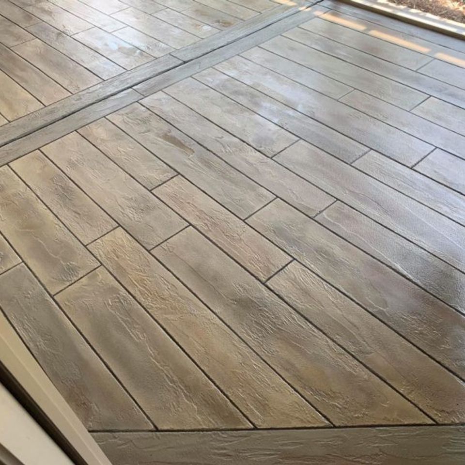 Concrete wood look overlay closeup