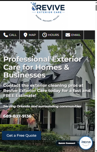 Revive Exterior Care mobile website designed by Pixeloft Creative