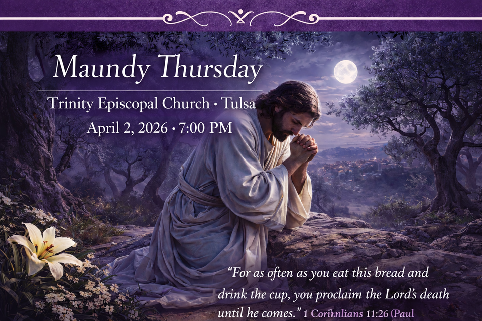 Maundy thursday invitation with prayer scene
