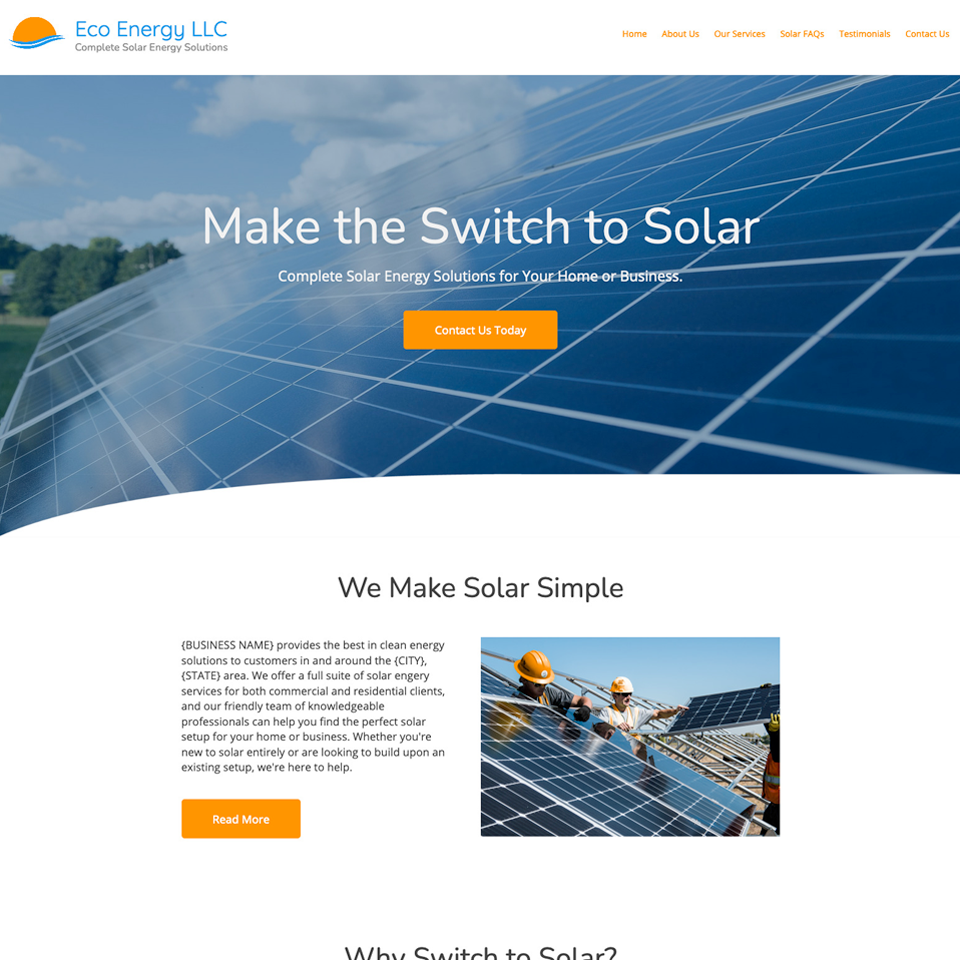 Solar energy company website design 960x960