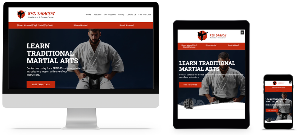 Martial arts fitness center website design