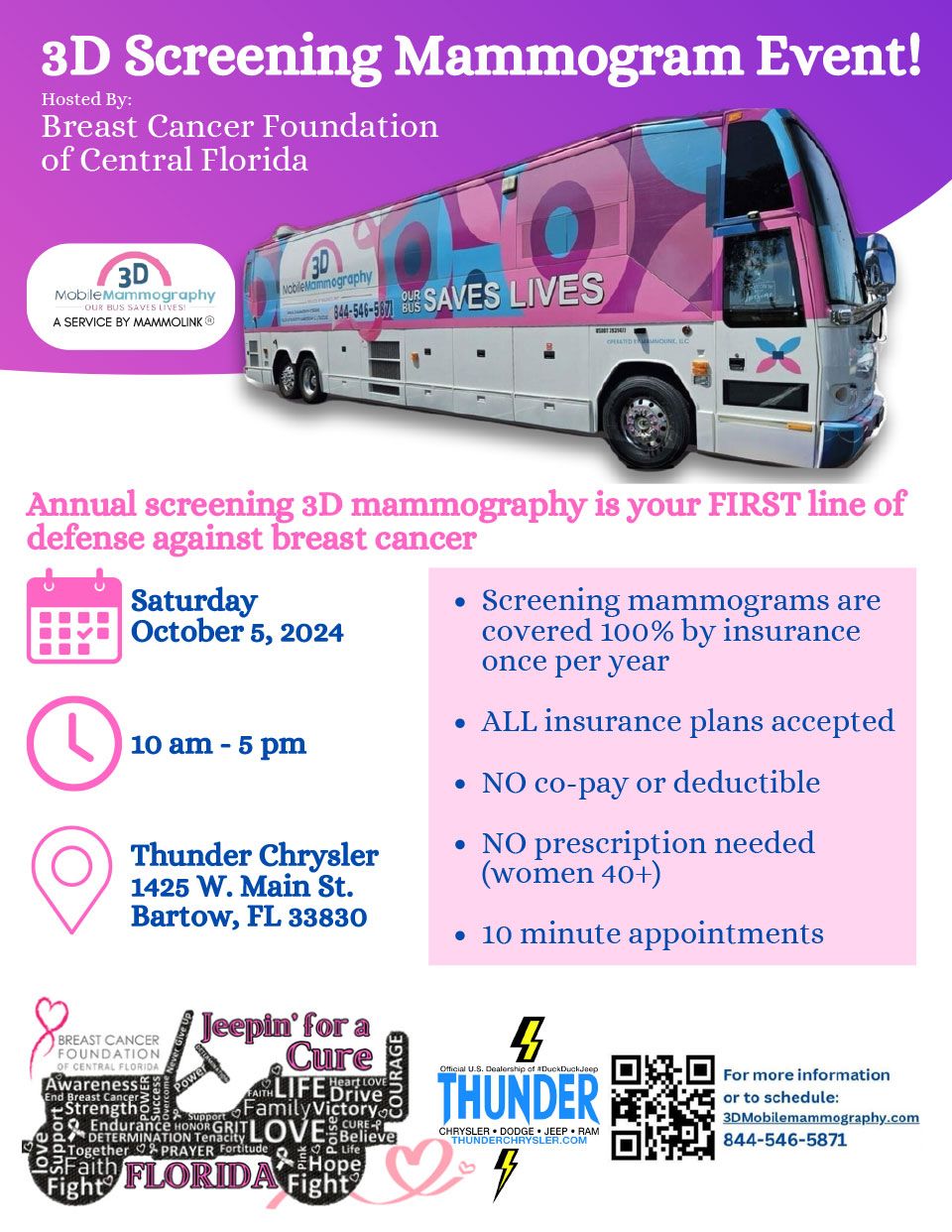 Mammogram bus flyer updated hours