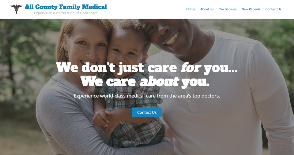 Medical practice website example