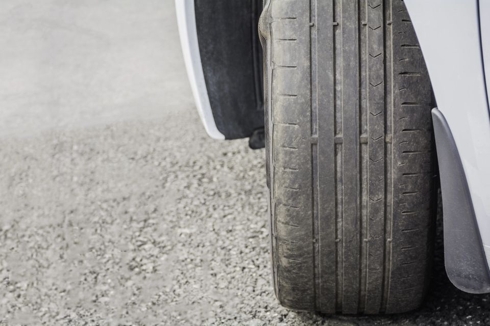 Worn Out and Damaged Car Tire