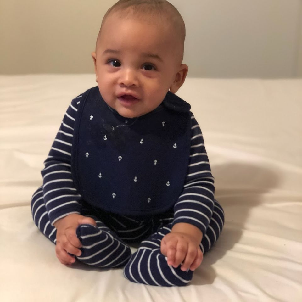 Baby boy in stripes